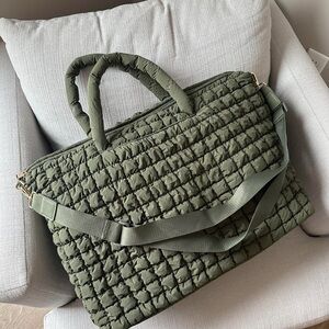 Quilted Olive Green Tote Bag